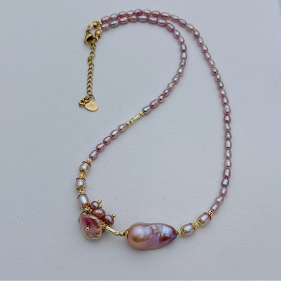 X760 Handmade Freshwater Baroque Pearl Dainty Necklace